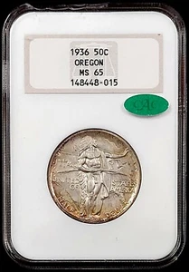 1936 Oregon Commemorative Half Dollar certified MS 65 by NGC and CAC! - Picture 1 of 7