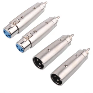 4 Stück Adapter XLR 3Pol Männlich+Weiblich auf RCA Chinch Männlich Profiware - Afbeelding 1 van 4