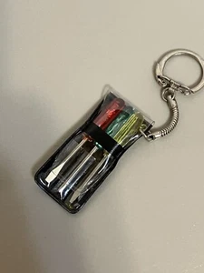 Vintage Mini-Screwdriver Keychain with 3 Tools in a Pouch - Picture 1 of 7