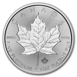 2025 1 oz 9995 Fine Platinum Canadian Maple Leaf $50 Coin BU - Picture 1 of 2