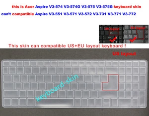 Keyboard Skin Cover for Acer V3-575 V3-575G V3-575T V3-574 V3-574G V3-574TG - Picture 1 of 5