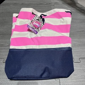 3C4G 2-in-1 Bucket Bag Pink White Blue Pull String Neon Yellow Inside NEW - Picture 1 of 7