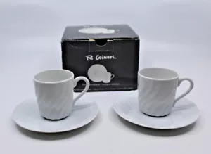 Richard Ginori White Ancona Espresso Demitasse Cups and Saucers Set of 2 in Box - Bild 1 von 12