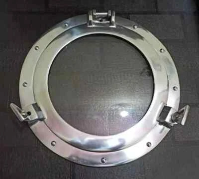 Decoración de pared náutica de ojo de buey con acabado plateado de 12 pulgadas ventana de cabina de barco en funcionamiento Foto 1 de 4