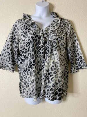 Blusa Joanna Mujer Talla XL Estampado Animal Volantes Cuello Manga 3/4 Foto 1 de 4