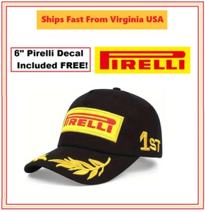 Gorra de béisbol negra premium bordada de patrocinador de carreras de F1 neumáticos Pirelli - Imagen 1 de 7