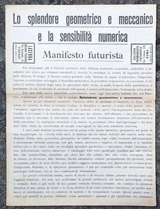 MARINETTI, Manifesto Futurista, 1914 - Splendore Geometrico Meccanico - FUTURISM - Picture 1 of 2