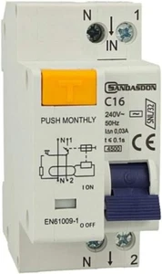 INTERRUTTORE INCASSO DIFFERENZIALE SALVAVITA 1P+N 32A C16 2 MODULI DIN CORRENTE - Foto 1 di 2