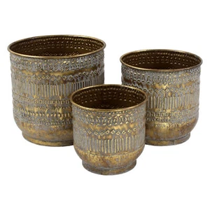 Blumentopf Metall Rund 3er-Set Übertopf Tripoli Pflanztopf Pflanzgefäß Zinktopf - Bild 1 von 6