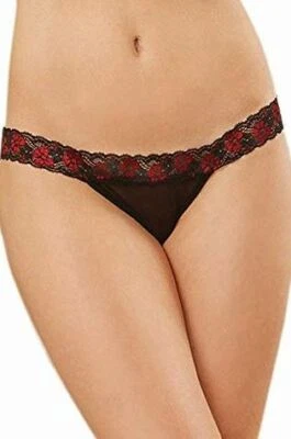 Sexy Panty Dreamgirl Negro Para Mujer Teñido Cruzado Encaje, Mediano Foto 1 de 4
