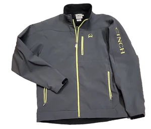 Cinch Concealed Carry SoftShell Fleece Lined Gray Yellow Jacket Men's Large - Picture 1 of 16