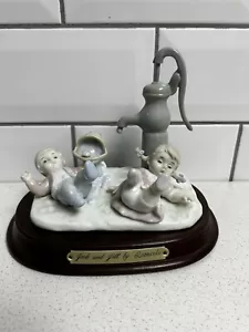 Jack And Jill By Leonardo Vintage Ornament Porcelain Figurines On Wooden Stand - Picture 1 of 5