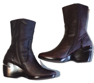 Cole Haan Reißverschluss kurz braun Leder Keilabsatz Luftpolster Absatz Stiefel Größe 7,5 B - Bild 1 von 12