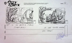 Ozzy & Drix Serie de TV 2002 Firmado DAN KUBAT Producción Guión Gráfico Página Copia #KB - Imagen 1 de 2