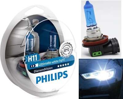 Philips Diamond White 5000K H11 55W Two Bulbs Head Light Low Beam Replace Lamp - Image 1 of 4