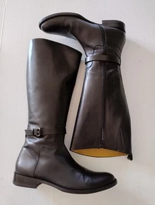 COUNTRY ROAD Knee High Boots Cassia Flat Sz 40 Buckle Riding Black Vintage Biker - Picture 1 of 14