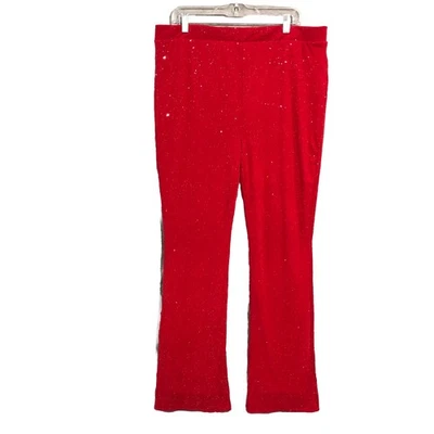 Madden NYC Womens Pants Extra Large Red Pull On Stretch Mettalic Holiday Knit - Image 1 of 4