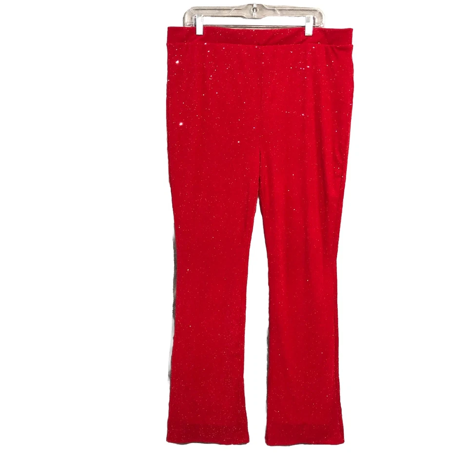 Madden NYC Womens Pants Extra Large Red Pull On Stretch Mettalic Holiday Knit - Image 1 of 4