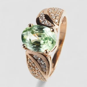 Fabulosos anillos finos enchapados en oro rosa de plata de ley 925 de turmalina verde de 2,10 quilates - Imagen 1 de 10