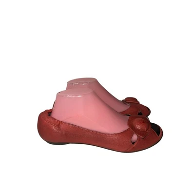 Zapato boho Joe Sanchez para mujer plano talla 40 9 rojo cuero punta abierta sin cordones cómodo Foto 1 de 4