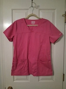 Cherokee Authentic Workwear Women’s SZ M Pink Core Stretch Scrub Top 3 Pockets - Picture 1 of 5