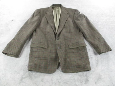 Oliver Sport Coat Mens 46L Olive Wool Glen Plaid Blazer Two Button Dual Vent - Image 1 of 4