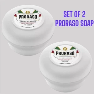 2x PRORASO Rasierseife | Grüntee und Hafer Extrakt | 150ml Weiß Schale Portofrei - Bild 1 von 2