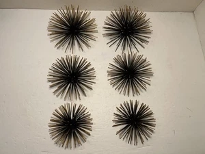 Gold/Black Metal Sea Urchin Starburst Lot Of 6 Wall Decor 4.75” - 6.5” - Picture 1 of 17