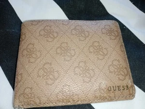 Guess Herren Braun Beige Leder Geldbörse Repeat Logo Kreditkartenfächer Geldhüllen - Bild 1 von 5