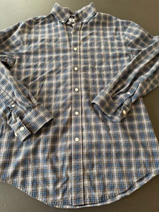 Camisa Croft & Barrow Para Hombre Pequeña Cuadros Azul Manga Larga Con Botones (GR172) - Imagen 1 de 3