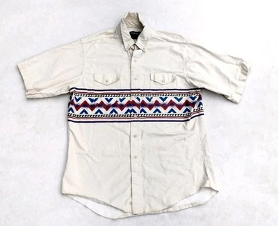 Vintage Wrangler Shirt Men 16.5 X-Long Tails Western Brushpopper Button Up Aztec - Image 1 of 4