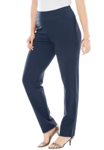 Roaman's Women's Plus Size Straight Leg Ultimate Ponte Pant - Picture 1 of 8