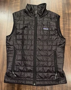 Patagonia Nano Puff Vest Mens Small Black Primaloft Puffer Full Zip Logo Outdoor - Picture 1 of 10