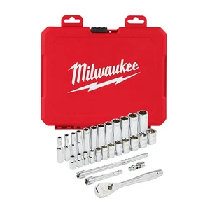 Milwaukee 48-22-9504 1/4 Zoll Antrieb robuste metrische Ratsche und Steckschlüsselsatz - 28-teilig - Bild 1 von 12