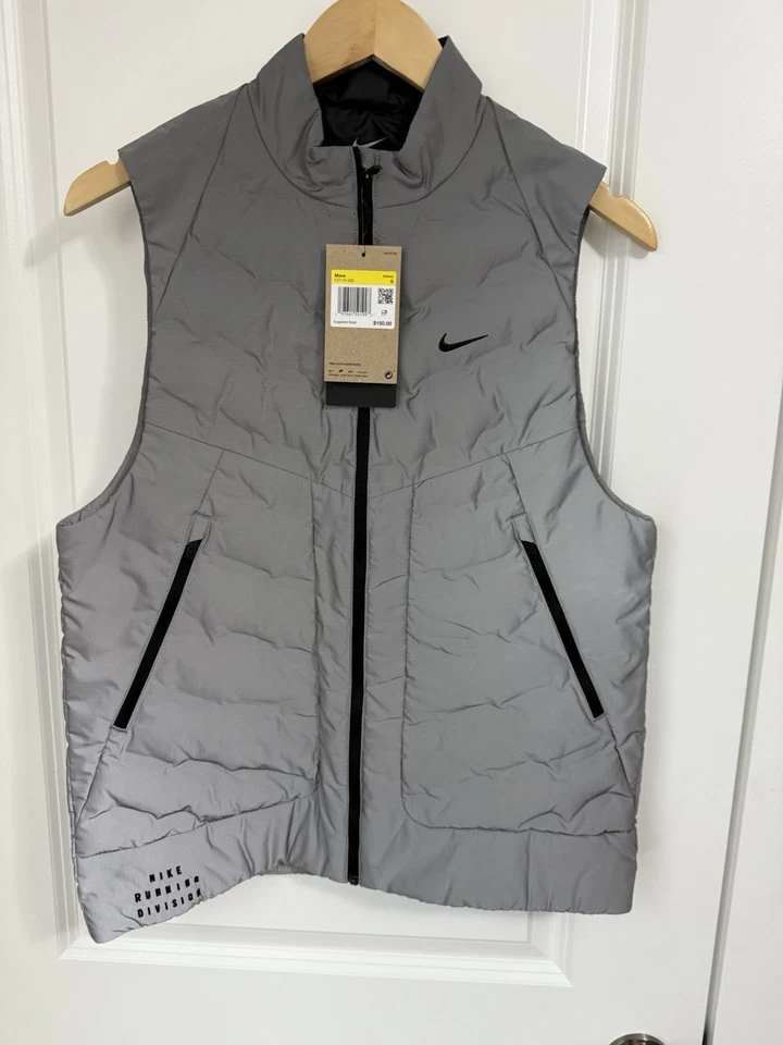 Nike Therma-Fit ADV Reflective Silver Running Vest Size MED FZ1131-035 DD16