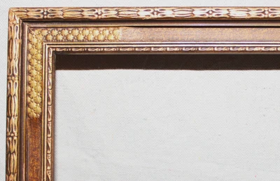 ANTIQUE FITS 10 X 13" ARTS & CRAFTS WOOD PICTURE FRAME ORNATE GOLD GILT 1930 - Image 1 of 4