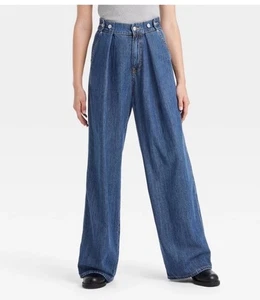 Neu mit Etikett - Damen hoch geschnittene Zwei-Wege-Denimhose - Universal Thread™ dunkle Waschung 10 - Bild 1 von 3