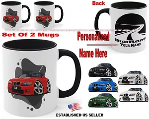 BMW Z3 Cabrio DigiRods Cartoon Auto personalisierte Kaffeetasse Becher 2er Set - Bild 1 von 5