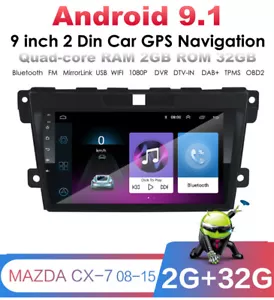 9" Android 9.1 2GB+32GB Car Stereo Radio GPS Navigation For Mazda CX-7 2008-2015 - Picture 1 of 15