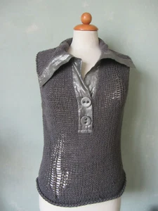 Luisa Cerano Pullover Sommer T-Shirt braun ärmellos braun grobstrick Größe 36 S - Bild 1 von 3