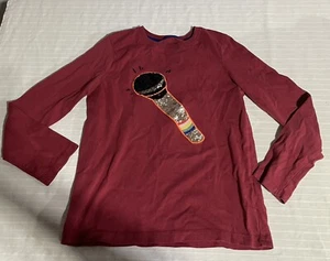 Boden Girls Sequin Beaded Microphone Long Sleeve T-shirt Sz 9/10 - Picture 1 of 3