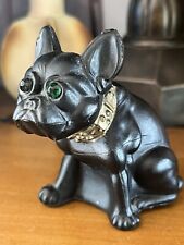 Vintage Westmoreland Glass French Bulldog Dog Figurine Black Satin Glass 2 5/8”