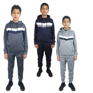 Chándal con capucha a rayas para niños deportes Joggers con capucha top cordón correr - Imagen 1 de 13
