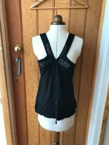 love label black embellished viscose jersey top unusual neckline uk 14 bnwt and - Picture 1 of 3
