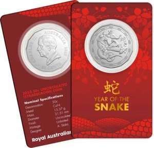 Lunar Series Year of the Snake 2025 50c Uncirculated Tetradecagon Coin - Picture 1 of 3