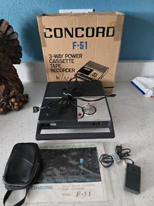 Vintage Concord F-51 3 way Power Cassette Tape Recorder voice recording machine - Picture 1 of 13