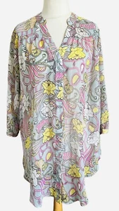 Badgley Mischka Ladies Sheer Floral Blouse Sz Medium UK 12/14 Luxury Designer - Picture 1 of 10