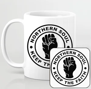 Juego de tazas y posavasos Northern Soul Keep The Faith taza regalo de cumpleaños de Navidad papá - Imagen 1 de 2