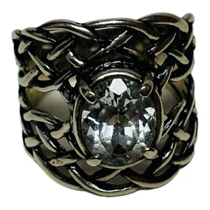 Didae Shablool Sterling 925 Silver Oval CZ Woven Band Ring Size 8.5 - Picture 1 of 7