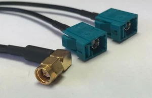SMA Male Angle to 2X Fakra Z Female RG174 Coaxial Cable Splitter Pick Length - Picture 1 of 3